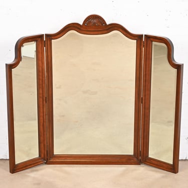 Harden Furniture Georgian Carved Cherry Wood Tri-Fold Triple Mirror