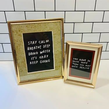 Set of Two Quirky Inspirational Retro 1990s Frames, Metal Frames 