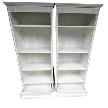 Set of 2 Simply Shabby Chic White Bookcases w/Lower Drawer WM249-3