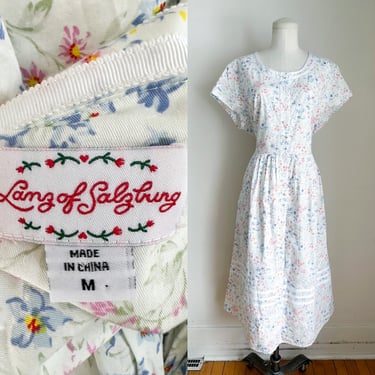 Vintage 1990s Lanz Drop Waist Floral Dress / M-L 