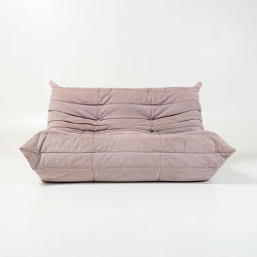 Michel Ducaroy's Togo Loveseat Sofa in Original Dusty Pink Bloom Alcantara for Ligne Roset 
