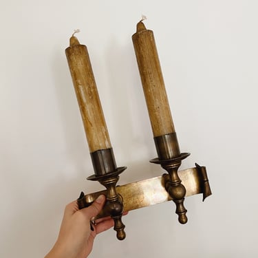 Brass Candle Sconce with Candles