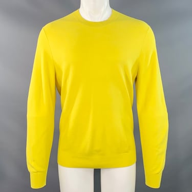 THEORY Size M Yellow Viscose Blend Knit Crew Neck Pullover