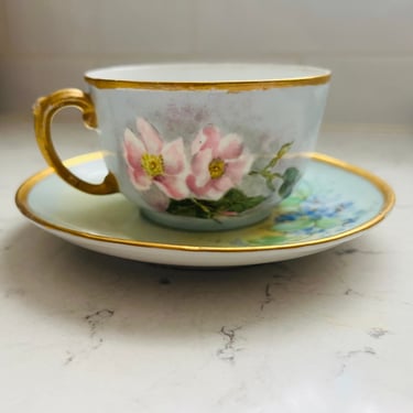 Vintage D&C France Hand Painted Floral Cup and Mug Golden by LeChalet