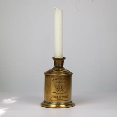 Antique French Brass Bee Oil Can Wall Candle Holder
