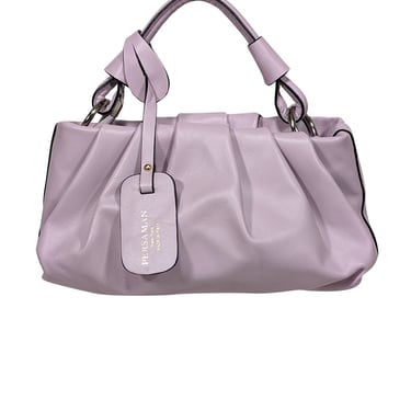 Persaman - Lavender Leather Ruched Handbag