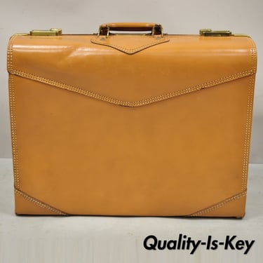 Vintage Genuine Top Grain Cowhide Leather Orange 24" Suitcase Luggage