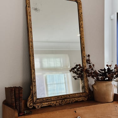 Antique European Gilt Arched Mirror 