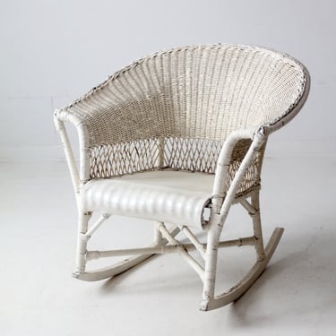 antique white wicker rocking chair 