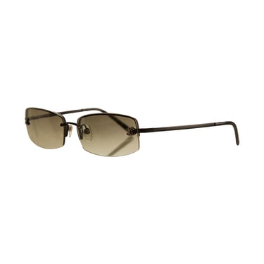 Chanel Black Mini Rhinestone Rimless Sunglasses