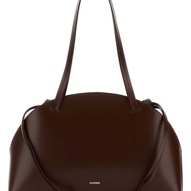 Jil Sander Women Chocolate Leather Medium Curve Shoulder Bag