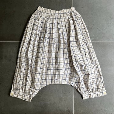 80s Windowpane Plaid Cotton Bloomer Shorts Cropped Harem Pants Size XS 
