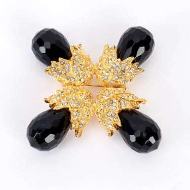 Black Golden Acorn Burst Brooch