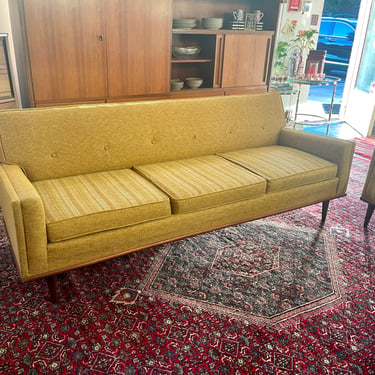 Flexsteel Industries MCM Upholstered Yellow Sofa