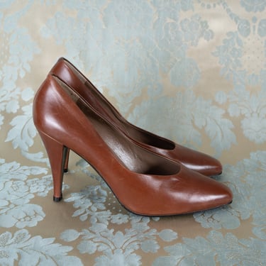 Vintage 70s Garolini Brown Heels / Made in Italy / 7M 