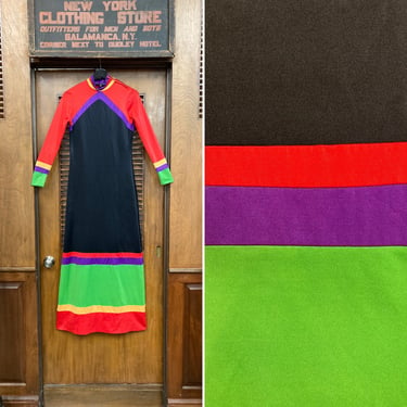 Vintage 1970’s Sant’Angelo Multi Color Mod Designer Dress, Vintage Designer, Mod Dress, Color Block, 1970’s Dress, Maxi, Disco 