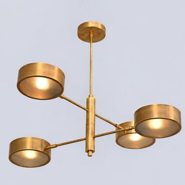 4 Light MOBILE SCULPTURED BRASS Chandelier 