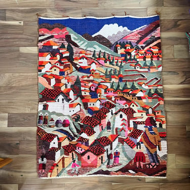 Vintage Peruvian Woven Wool Textile Tapestry 