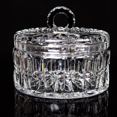 Vintage Hand-Cut Crystal Lidded Candy Dish Elegant Starburst Design 