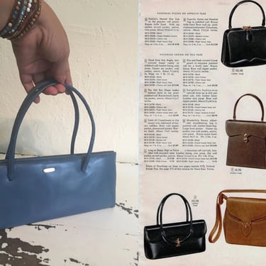 Smacks of Elegance - Vintage 1950s Lennox Cadet Blue Leather Long Handbag Purse 