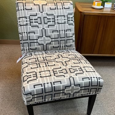 Parsons Chair<br />Black, Gray, and Cream Fabric<br />L 36 x D 25 x H 35
