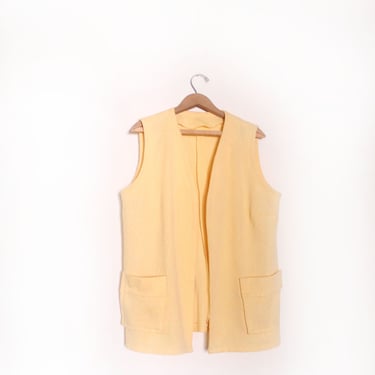 Yellow 70s Long Open Vest 