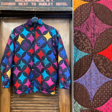 Vintage 1980’s Starburst Design Patchwork Jacket, 80’s Quilted Jacket, 80’s Patchwork Jacket, 80’s Vintage Clothing 