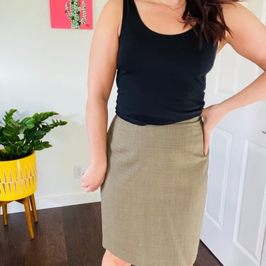 1990s Vintage Micro Houndstooth Pencil Skirt 
