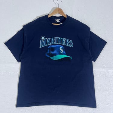 Vintage 1990's Seattle Mariners Cap T-Shirt Sz. 2XL