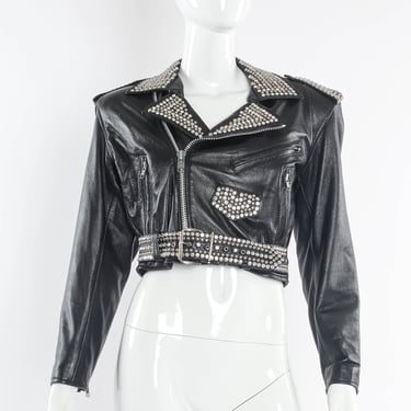 Rhinestone &amp; Studded Leather Jacket