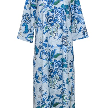 Tuckernuck - Light Blue Floral Print "Jamie" Long Sleeve Maxi Dress Sz S