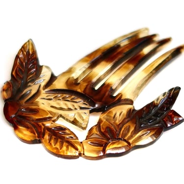 Vintage Doll/ Child Floral Leaf Celluloid Hair Comb 