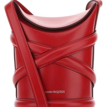 Alexander Mcqueen Woman Red Leather The Curve Bucket Bag