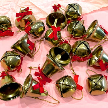 VINTAGE: 18pcs - 1990s - Christmas Bell Ornaments - Craft Finds - Mixed Metal Bells - Crafts Corsage Arrangements Holiday Xmas 