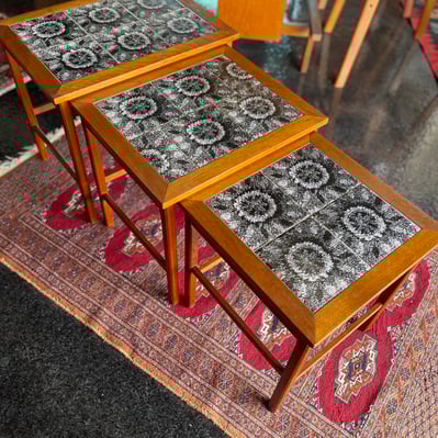 Danish Teak  &amp; Tiled Top Nesting Tables