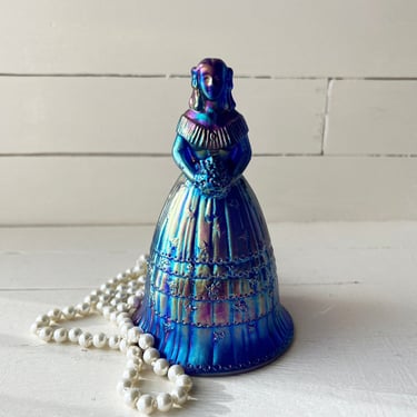 Vintage "Suzanne" Cobalt Blue Carnival Glass Bell // Unique Glass Bell, Bell Collector // Perfect Gift 