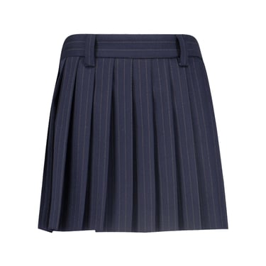 Miu Miu Women Pleated Pinstriped Mini Skirt