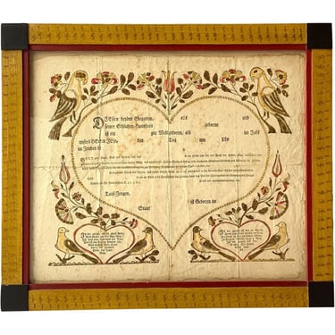 1790s American John Baumann Ephrata Pennsylvania Folk Art Fraktur Birth Baptismal Certificate German Writing 