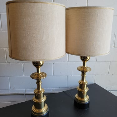 Pair of Mid Century Brass Lamps