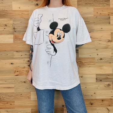 90's Disney Mickey Mouse Vintage Virginia Beach Tee Shirt T-Shirt 