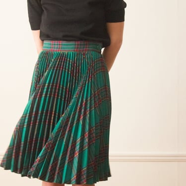 1980s Italian Wool Accordion Pleated Skirt 