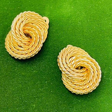 Gold Twisted Circles Clip On Earrings