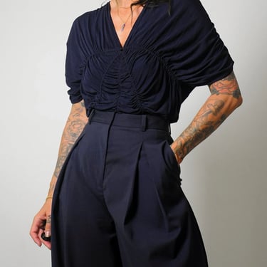 1930's Navy Ruched Blouse