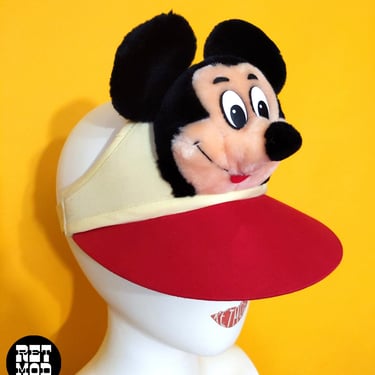 Ridiculous Vintage 70s 80s Plush Mickey Mouse Visor Hat by Disney 
