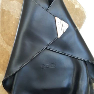 Texier Black Leather Backpack Purse with Wallet