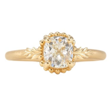 Wood Nymph Faye Engagement Ring - 18K Yellow Gold, .86 ctw Antique Old Mine Cu (VS1/K)