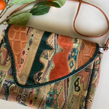 Abstract Leather Snake Skin Patterned Crossbody