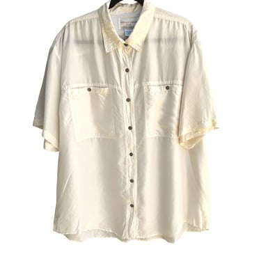 Niveau Classix Plus Vintage Womens Lightweight Short Sleeve Silk Shirt Blouse 2X
