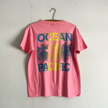 Vintage 80s 90s Ocean Pacific Pastel Lone Surfer T Shirt Soft Thin Single stitched size M 