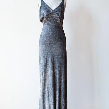 1930s Blue Lamé Gown 